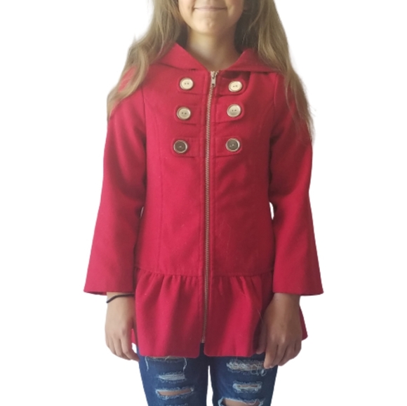 IZ Amy Byer Girls Dress Peacoat Jacket Red Sz 6X - Picture 3 of 9